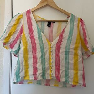 Multi color strip crop top
